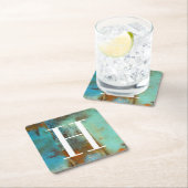 Monogram | Deja Blue Vierkante Kartonnen Onderzetter (Insitu)