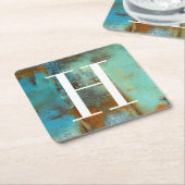 Monogram | Deja Blue Vierkante Kartonnen Onderzetter (Schuin)