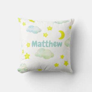 Monogram dekbed met wollige wolken en sterren kussen