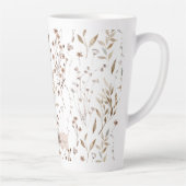 Monogram Delicate Brown Wildflowers Leaves Latte Mok (Rechts)