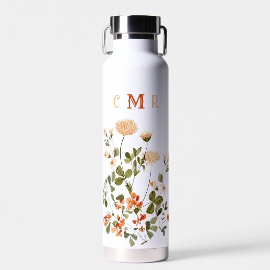 Monogram Delicate Spring Floral Botanical Waterfles (Voorkant)