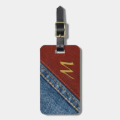 Monogram Denim en Leder Bagagelabel (Voorkant verticaal)