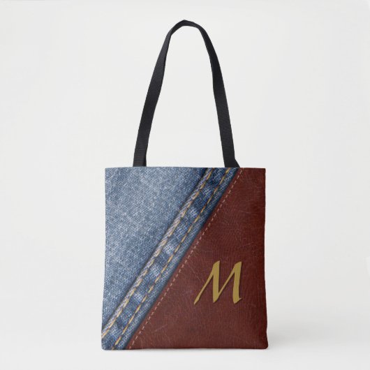  Monogram Denim en Leder Draagtas (Voorkant)