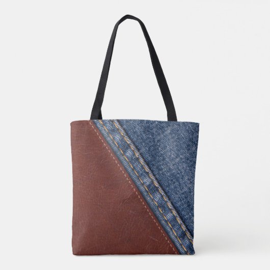 Monogram Denim en Leder Draagtas (Achterkant)