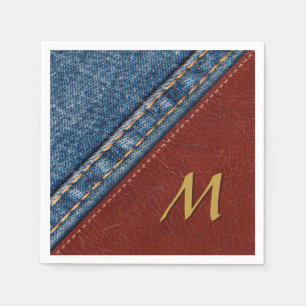  Monogram Denim en Leder Servetten