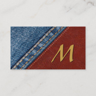 Monogram Denim en Leder Visitekaartje