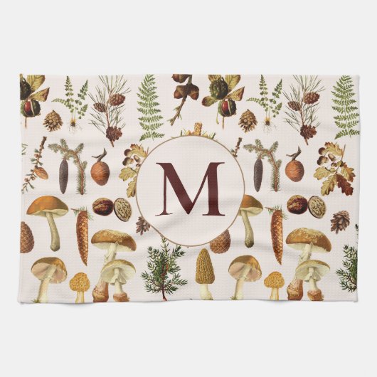 Monogram  dennenbos schatten patroon theedoek (Horizontaal)