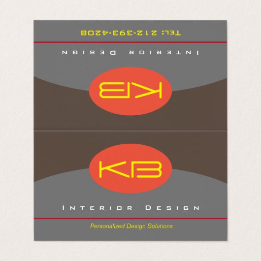 Monogram Design Folded Visitekaartje (Buitenkant ongevouwen)