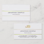 Monogram Design Trendy Plain Modern Gold Striped Visitekaartje (Voorkant / Achterkant)