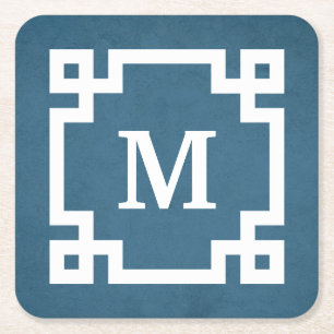 Monogram design vierkante kartonnen onderzetter