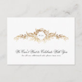 monogram details elegant gold botanical wedding informatiekaartje (Voorkant)