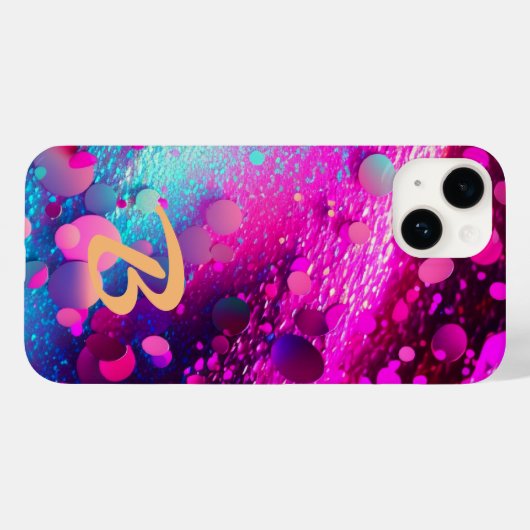 Monogram Diep Roze Holografische Glitter Case-Mate iPhone Case (Achterkant (horizontaal))