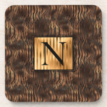 Monogram Dier Tijger Print Goud Elegant Metaal