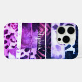 Monogram dierenprint luipaard roze paarse girly Case-Mate iPhone case (Achterkant (horizontaal))