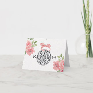 Monogram Disco Ball Weddenschap Foto Inside Bedankkaart