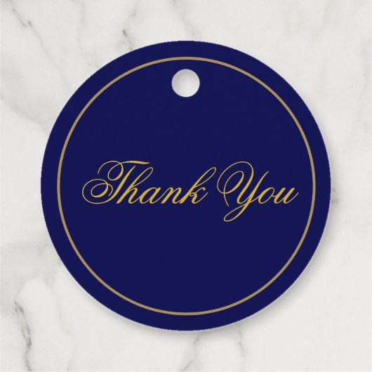 Monogram Donker Blauw en Goud bruiloft Dank u Bedankjes Labels (Achterkant)