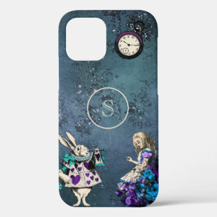 Monogram Donkerblauwe Alice in Wonderland iPhone 12 Hoesje