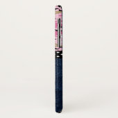 Monogram Donkerblauwe jeans Roze Antler Schattige  Case-Mate iPhone Case (Achterkant/links)