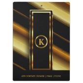 Monogram Donkere gouden en zwarte diagonaal strepe Klembord (Achterkant)