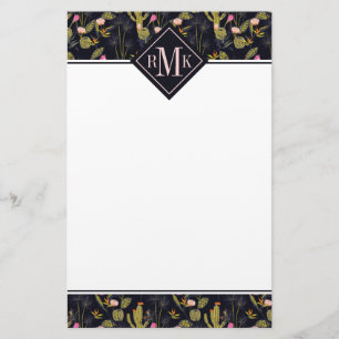 Monogram Donkere zomernachtpatroon Briefpapier