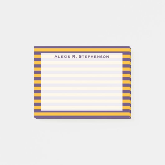Monogram donkergele en Paarse streep Post-it® Notes (Voorkant)