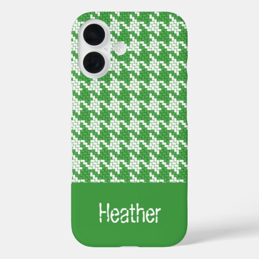 Monogram donkergroen en wit houndstooth patroon Case-Mate iPhone case (Achterkant)