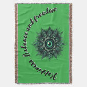 Monogram Donkergroen Evil Eye Symbool op groen | Deken (Voorkant Verticaal)