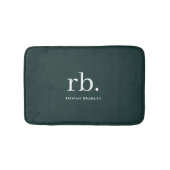 Monogram donkergroen stijlvol, modern minimalistis badmat (Voorkant)