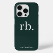 Monogram donkergroen stijlvol, modern minimalistis Case-Mate iPhone hoesje (Back)