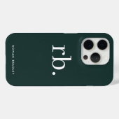 Monogram donkergroen stijlvol, modern minimalistis Case-Mate iPhone hoesje (Back (Horizontal))