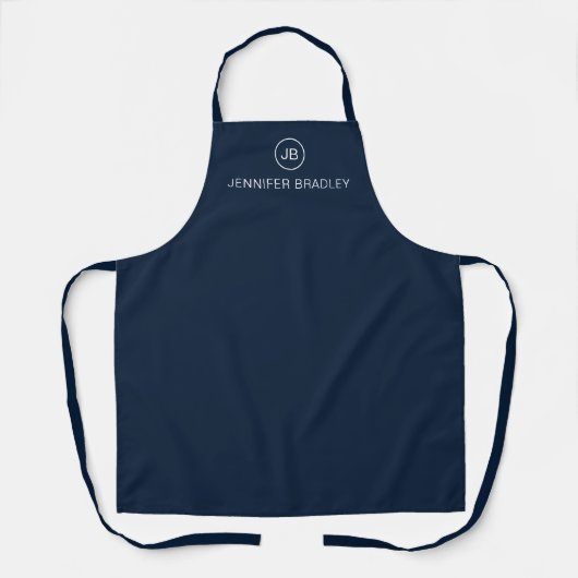 Monogram Douanenaam Blauw en Wit Schort (Voorkant)