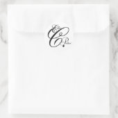 Monogram Drie Letters & Namen Bruiloft Sticker (Tas)