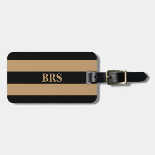 Monogram Drie Zwarte Streep op Camel Brown Bagagelabel