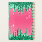 Monogram druipende glitter groene roze trendy glam planner (Achterkant)