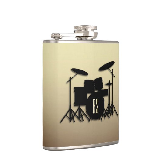 Monogram drum Antiek goud instellen Heupfles (Rechts)