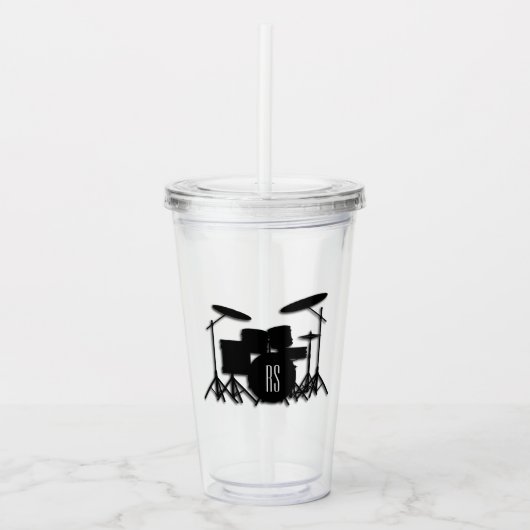 Monogram drum Silver Acryl Drinkbeker (Voorkant)