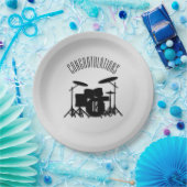 Monogram drum Silver Gefeliciteerd Papieren Bordje (Feest)