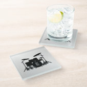 Monogram drum Silver Glazen Onderzetter (Schuin)