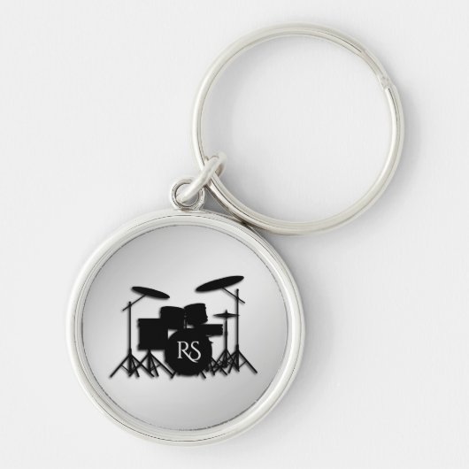 Monogram drum Silver Sleutelhanger (Voorkant)