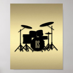 Monogram drumset Gold Poster