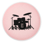 Monogram drumset muziekontwerp keramische knop (Voorkant)
