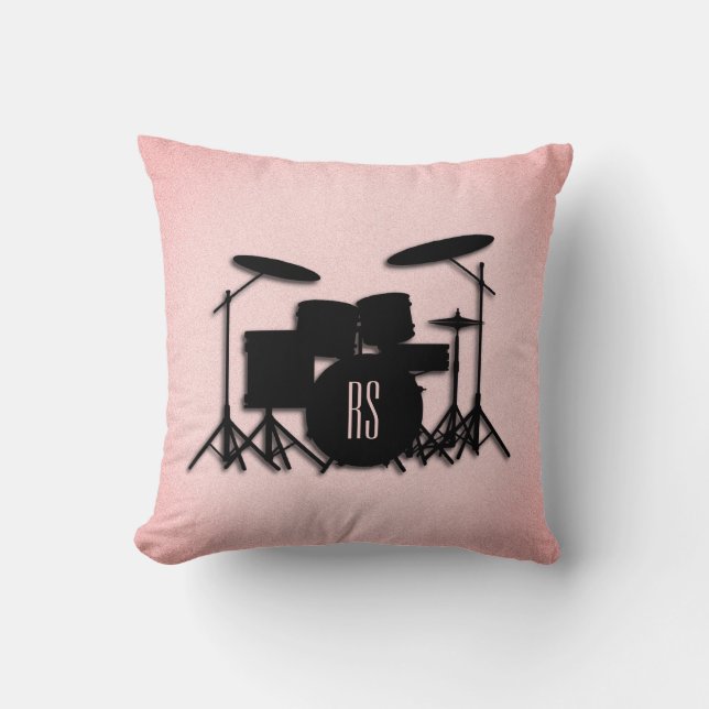 Monogram drumset muziekontwerp kussen (Voorkant)
