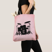 Monogram drumset muziekontwerp roze draagtas (Dichtbij)