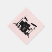 Monogram drumset muziekontwerp roze servet (Hoek)