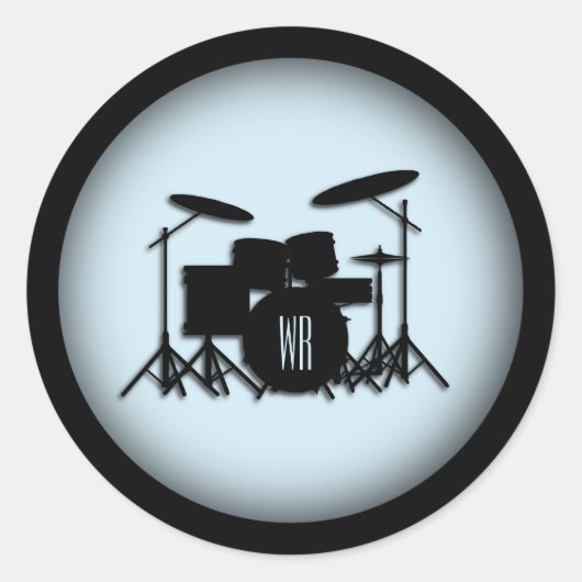 Monogram drumset ronde sticker (Voorkant)