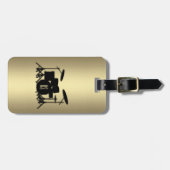 Monogram Drumstel Goud Bagagelabel (Voorkant horizontaal)