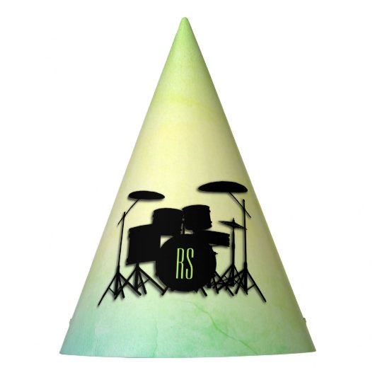 Monogram drumstel groen feesthoedjes (Voorkant)