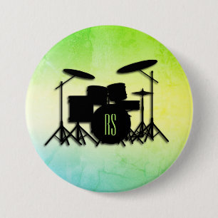 Monogram drumstel groen ronde button 7,6 cm