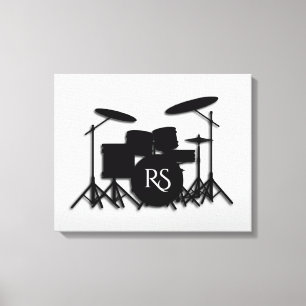 Monogram Drumstel Zilver Canvas Afdruk