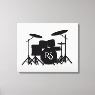 Monogram Drumstel Zilver Canvas Afdruk